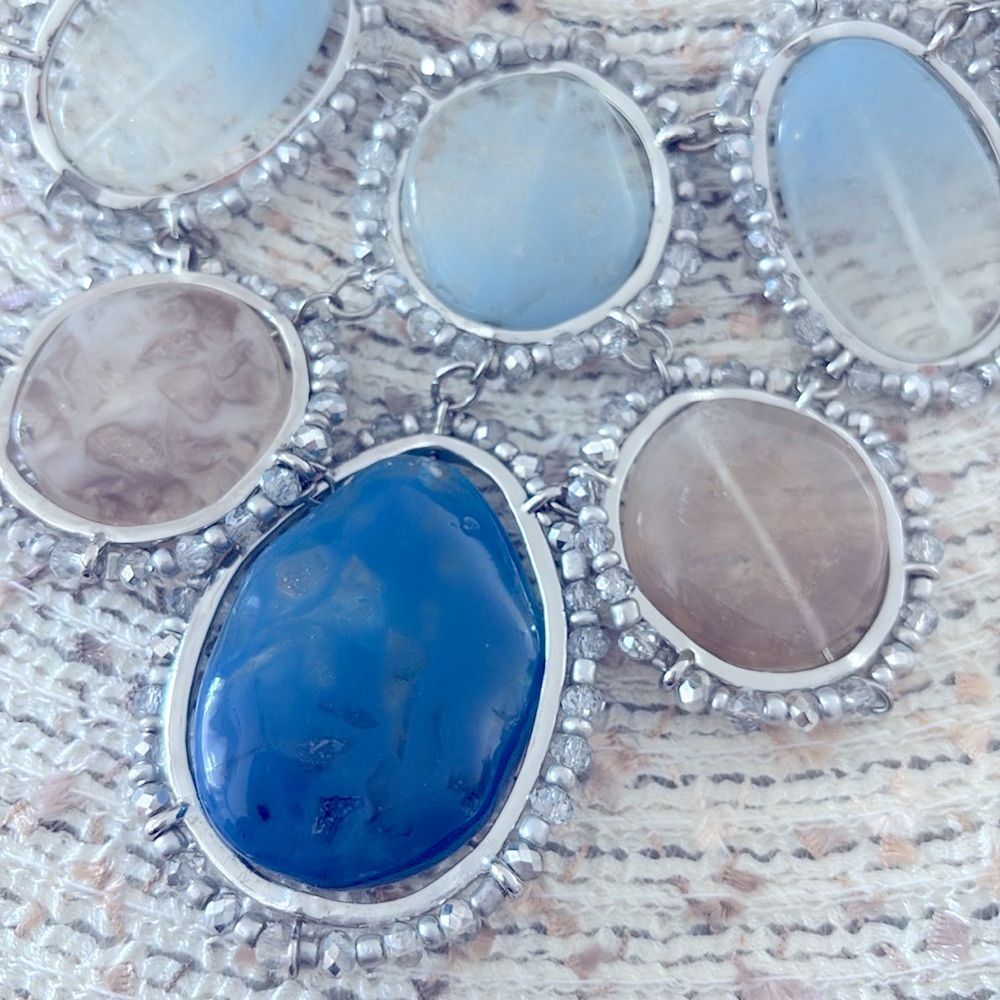 Chicos Elegant Blue And Silver Statement Necklace - image 2